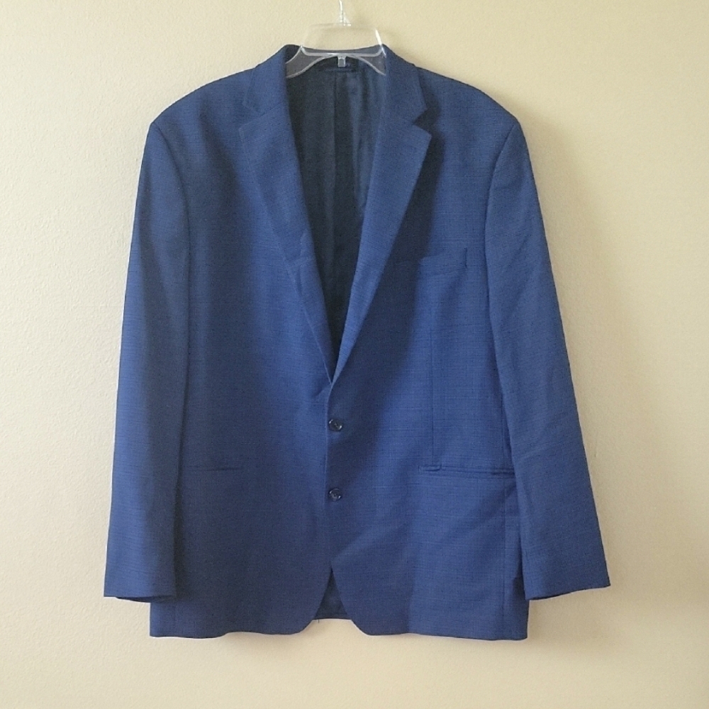 Lauren Ralph Lauren Mens Navy Blue Plaid Two Button Blazer - Size 46L